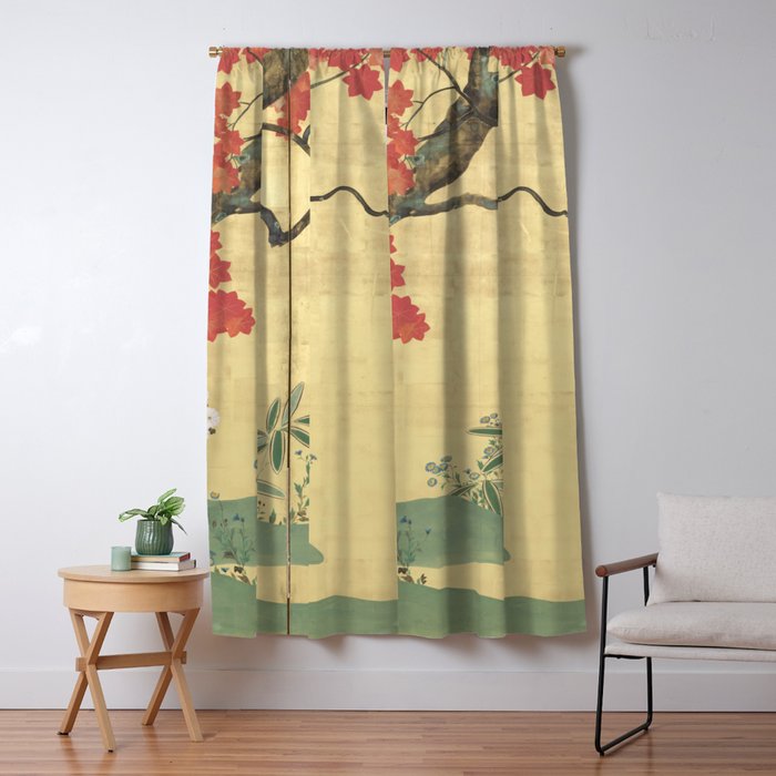 Maple Tree Japanese Edo Period Six-Panel Gold Leaf Screen Window Curtain Gallery Image 5