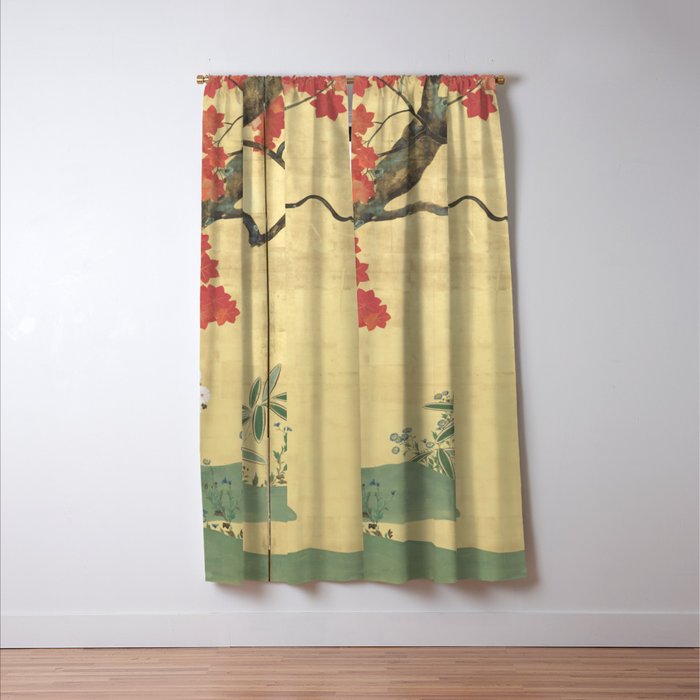 Maple Tree Japanese Edo Period Six-Panel Gold Leaf Screen Window Curtain Gallery Image 3