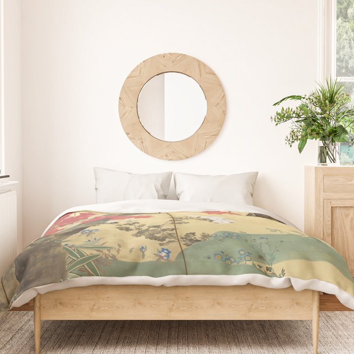 Maple Tree Japanese Edo Period Six-Panel Gold Leaf Screen Duvet Cover Gallery Image 3