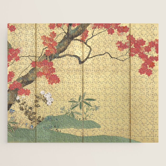 Maple Tree Japanese Edo Period Six-Panel Gold Leaf Screen Jigsaw Puzzle Gallery Image 1