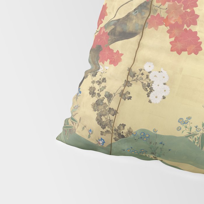 Maple Tree Japanese Edo Period Six-Panel Gold Leaf Screen Pillow Sham Gallery Image 4