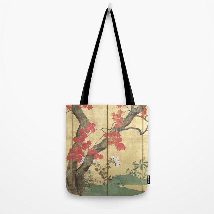Maple Tree Japanese Edo Period Six-Panel Gold Leaf Screen Tote Bag Gallery Image 2