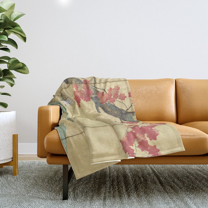 Maple Tree Japanese Edo Period Six-Panel Gold Leaf Screen Throw Blanket Gallery Image 1