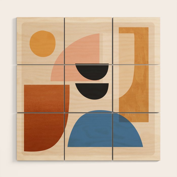 Abstract Minimal Shapes 52 Wood Wall Art Gallery Image 1