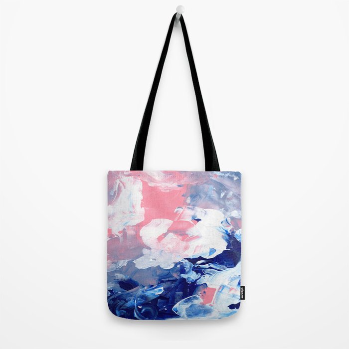 Ejaaz Haniff Abstract Acrylic Palette Knife Painting Blue Pink: 'Summer Storm' Tote Bag Gallery Image 2