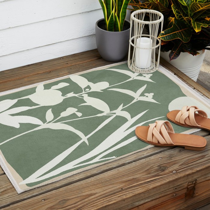Minimal Abstract Leaves 10 Outdoor Rug Gallery Image 2
