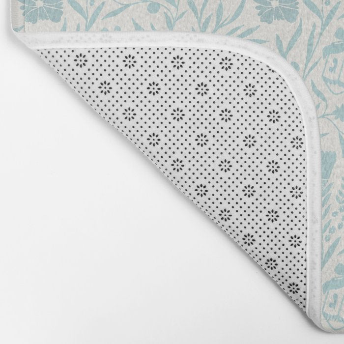 Hanukkah Toile Blue and Cream Menorah Dreidels Peace Dove Botanicals and Olive Branch Bath Mat Gallery Image 2