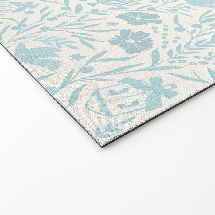 Hanukkah Toile Blue and Cream Menorah Dreidels Peace Dove Botanicals and Olive Branch Welcome Mat Gallery Image 2