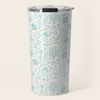 Hanukkah Toile Blue and Cream Menorah Dreidels Peace Dove Botanicals and Olive Branch Travel Mug Gallery Image 1