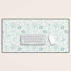 Hanukkah Toile Blue and Cream Menorah Dreidels Peace Dove Botanicals and Olive Branch Desk Mat Gallery Image 1