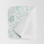 Hanukkah Toile Blue and Cream Menorah Dreidels Peace Dove Botanicals and Olive Branch Throw Blanket Gallery Image 3