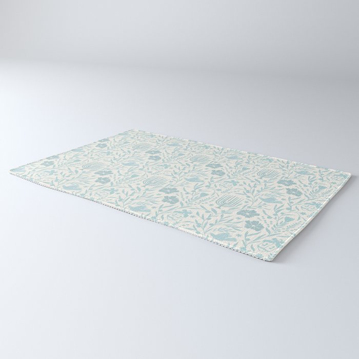 Hanukkah Toile Blue and Cream Menorah Dreidels Peace Dove Botanicals and Olive Branch Rug Gallery Image 3