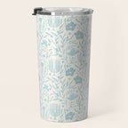 Hanukkah Toile Blue and Cream Menorah Dreidels Peace Dove Botanicals and Olive Branch Travel Mug Gallery Image 3