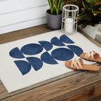 Blue navy retro scandinavian Mid century modern Outdoor Rug Gallery Image 2