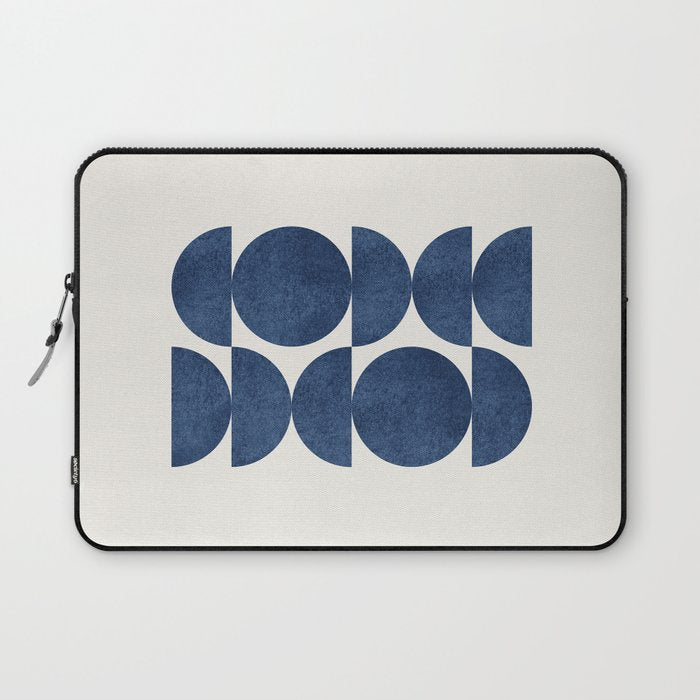 Blue navy retro scandinavian Mid century modern Laptop Sleeve Gallery Image 1