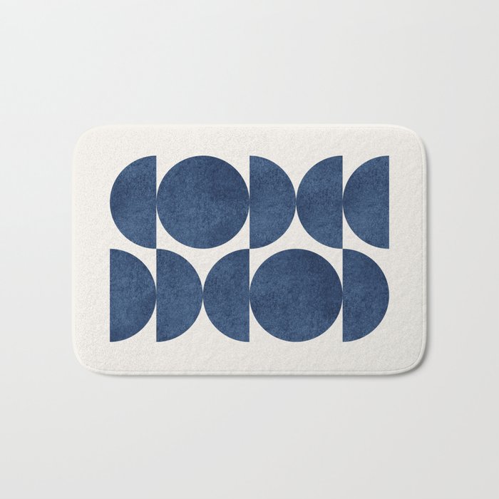 Blue navy retro scandinavian Mid century modern Bath Mat Gallery Image 1