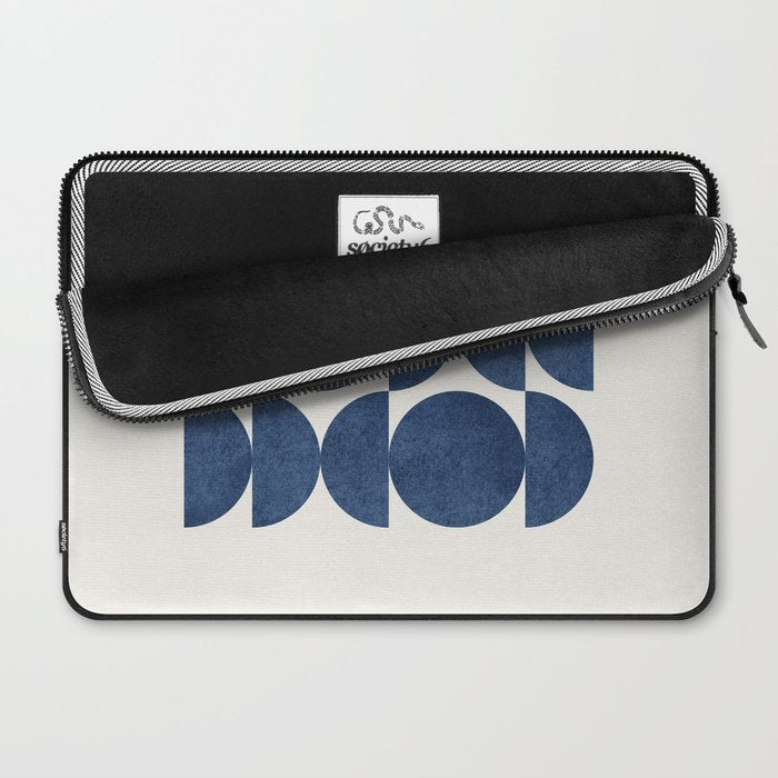 Blue navy retro scandinavian Mid century modern Laptop Sleeve Gallery Image 2