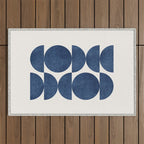 Blue navy retro scandinavian Mid century modern Outdoor Rug Gallery Image 1