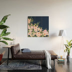 Boho, Floral Watercolor, Roses, Navy Blue and Pink Wood Wall Art Gallery Image 2