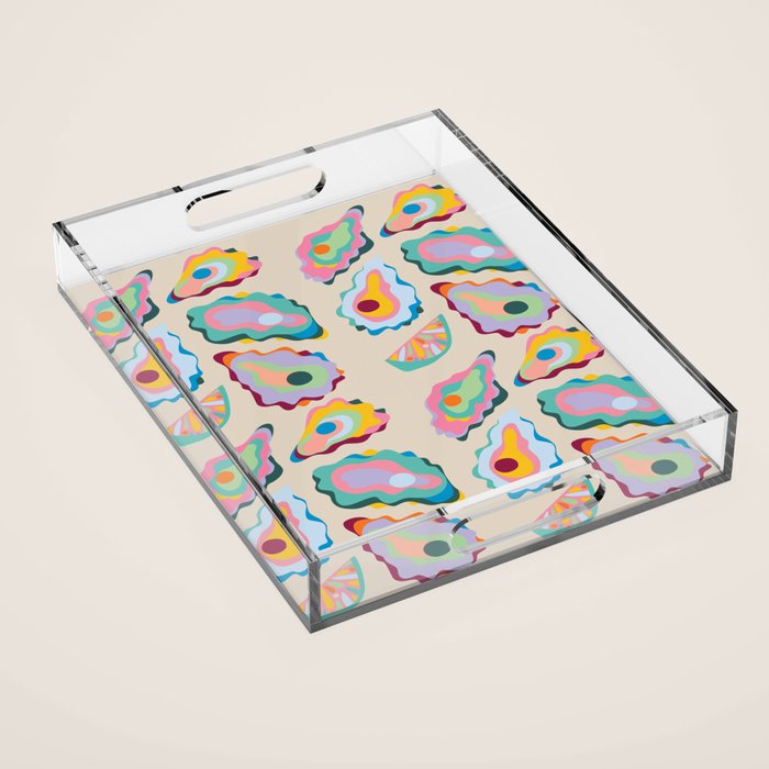 Abstract Oysters and Lemon  Acrylic Tray Gallery Image 1
