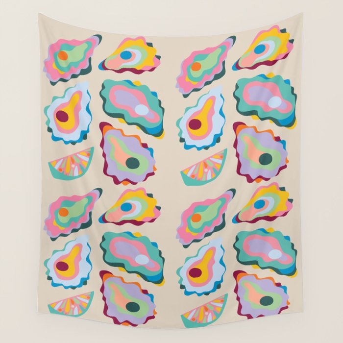 Abstract Oysters and Lemon  Wall Tapestry Gallery Image 1