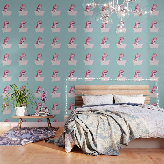 Pink T-Rex in Bathtub Wallpaper Gallery Image 3