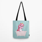Pink T-Rex in Bathtub Tote Bag Gallery Image 2