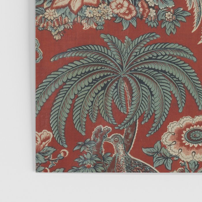 Classic Chinese Chinoiserie Floral Bird Pattern Red Poster Gallery Image 3