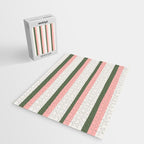 Hand Drawn Vertical Stripes Muted Green & Pink Jigsaw Puzzle Gallery Image 2
