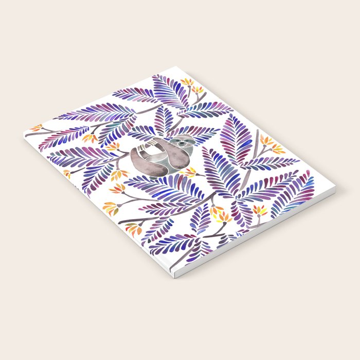 Happy Sloth - Tropical Indigo Leaves Notebook Gallery Image 1
