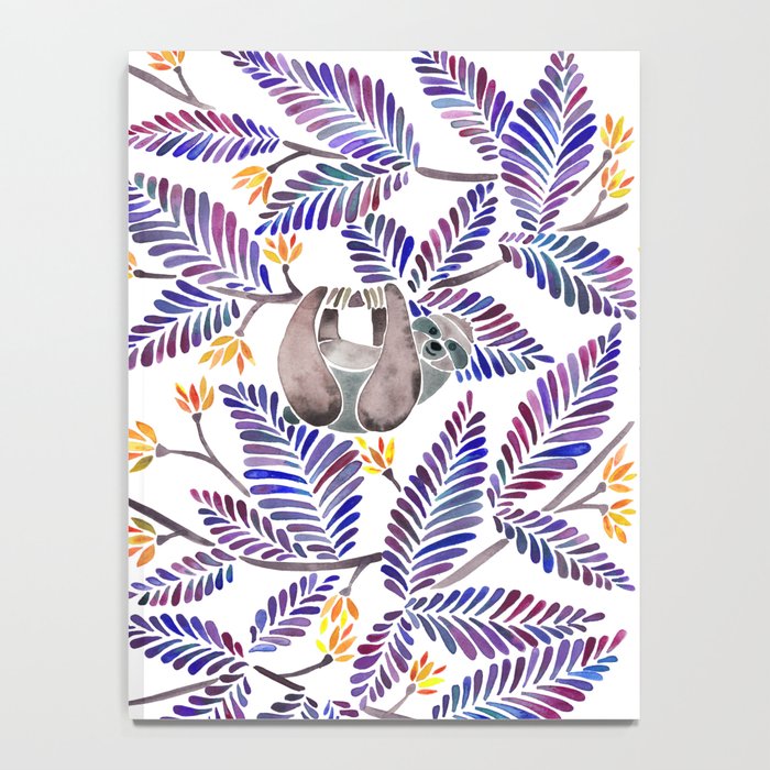 Happy Sloth - Tropical Indigo Leaves Notebook Gallery Image 4