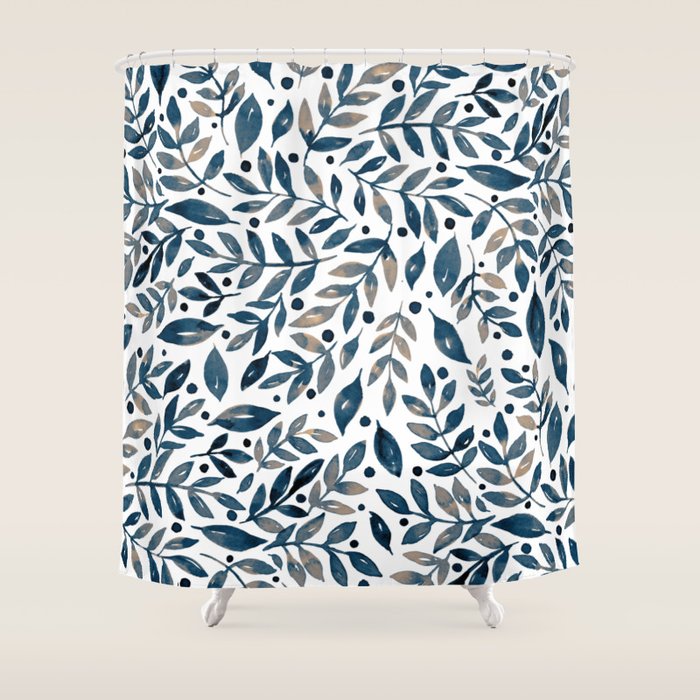 Seasonal branches and berries - neutral Shower Curtain Gallery Image 1