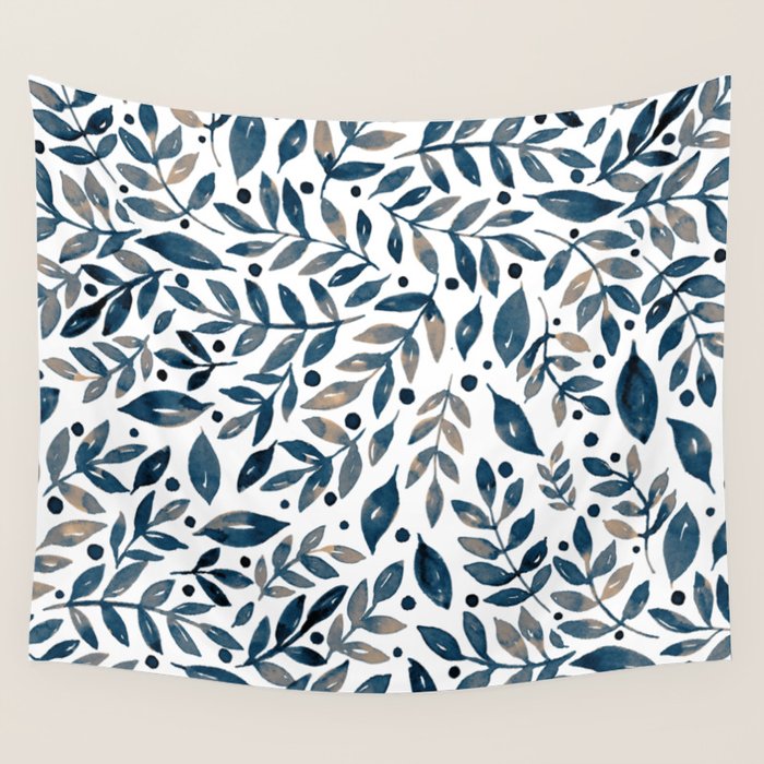 Seasonal branches and berries - neutral Wall Tapestry Gallery Image 1