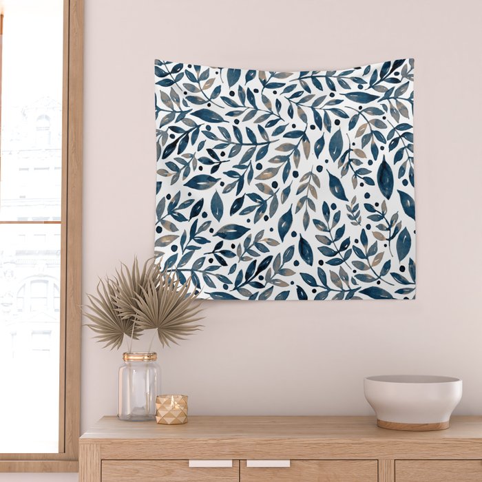 Seasonal branches and berries - neutral Wall Tapestry Gallery Image 2