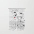 Minimal Line Art Girl with Sunflowers Wall Hanging Gallery Image 1