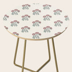 Vintage Sketched Block Print Floral - Green Raspberry Side Table Gallery Image 2