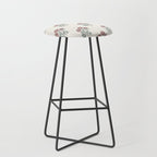 Vintage Sketched Block Print Floral - Green Raspberry Stool Gallery Image 1
