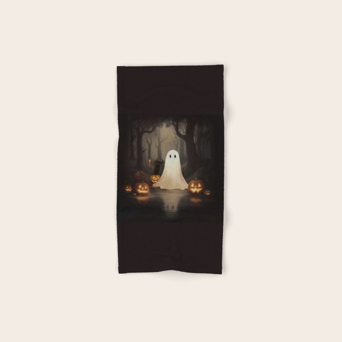 Ghost and Cat Bath Towel Gallery Image 1