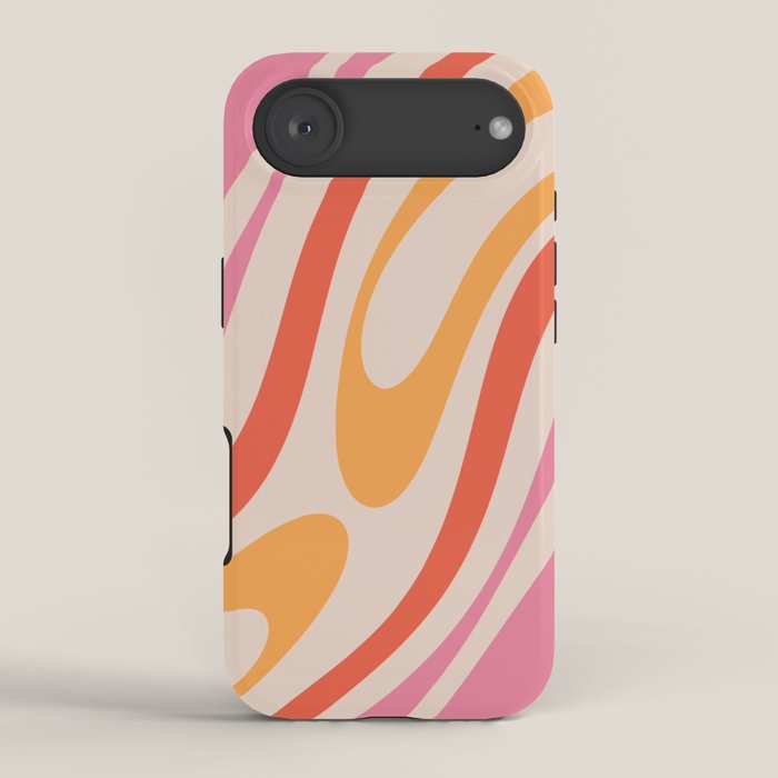 Wavy Loops Abstract Pattern in Retro Pink and Orange iPhone Case Gallery Image 2