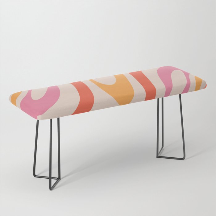 Wavy Loops Abstract Pattern in Retro Pink and Orange Bench Gallery Image 1