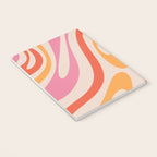 Wavy Loops Abstract Pattern in Retro Pink and Orange Notebook Gallery Image 3