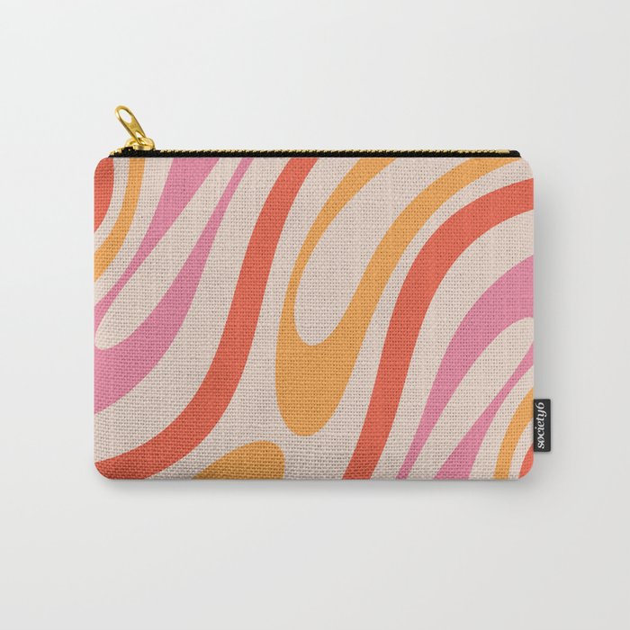 Wavy Loops Abstract Pattern in Retro Pink and Orange Carry All Pouch Gallery Image 1