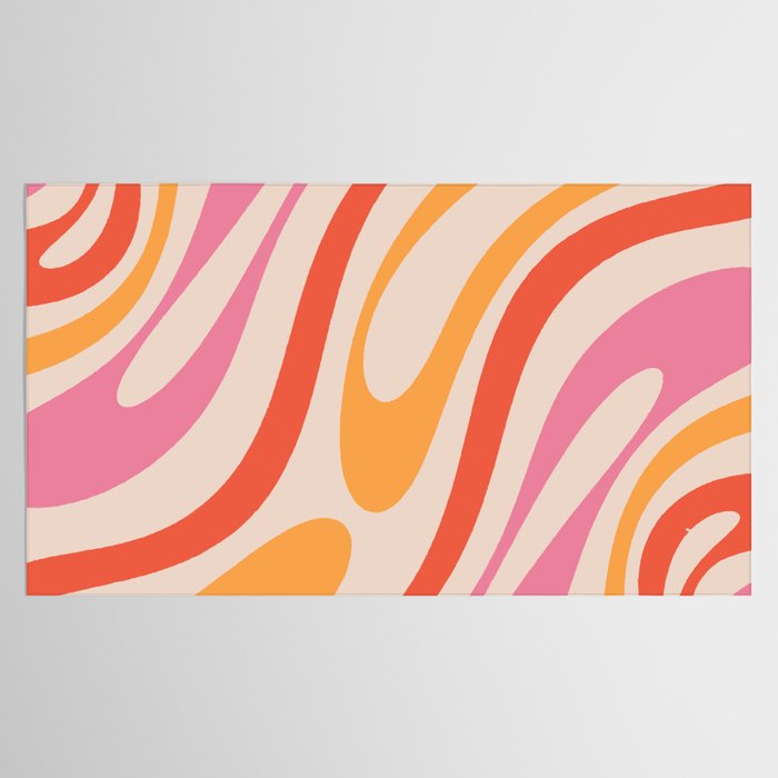 Wavy Loops Abstract Pattern in Retro Pink and Orange Tablecloth Gallery Image 2