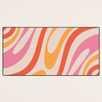 Wavy Loops Abstract Pattern in Retro Pink and Orange Desk Mat Gallery Image 3