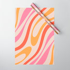Wavy Loops Abstract Pattern in Retro Pink and Orange Wrapping Paper Gallery Image 1