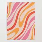 Wavy Loops Abstract Pattern in Retro Pink and Orange Poster Gallery Image 4