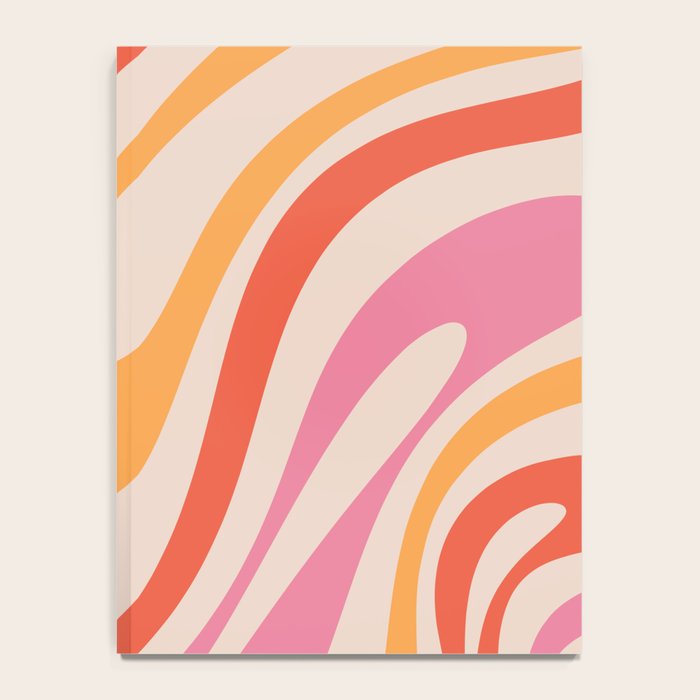 Wavy Loops Abstract Pattern in Retro Pink and Orange Notebook Gallery Image 4