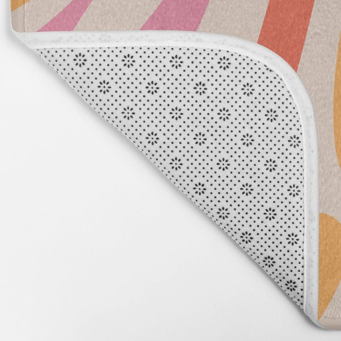 Wavy Loops Abstract Pattern in Retro Pink and Orange Bath Mat Gallery Image 2