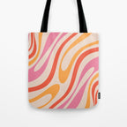 Wavy Loops Abstract Pattern in Retro Pink and Orange Tote Bag Gallery Image 1