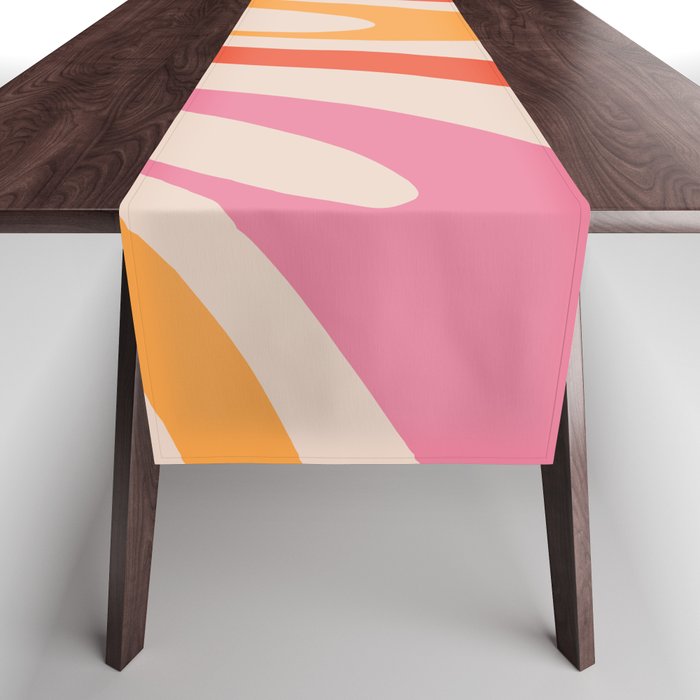 Wavy Loops Abstract Pattern in Retro Pink and Orange Table Runner Gallery Image 1